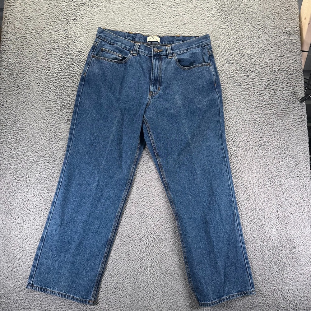 Blue Mountain Jeans Men 36x30 Blue Cotton Denim Straight Utility Workwear Travel